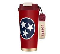Tennessee Flag Print Steel Coffee Mug,Coffee Thermos Outdoor,Camping Mug with Leak-Proof Lid,Portable Cups for Keep Hot/Ice