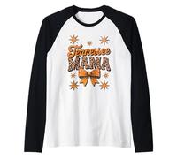 Tennessee Mama, Retro Leopard Print Orange Bow Women's Top Raglan Baseball Tee