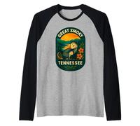 Tennessee Mountain Opossum & Baby Sunset Wilderness Badge Raglan Baseball Tee