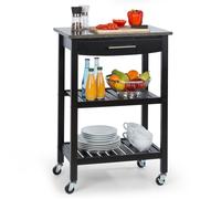 Tennessee Serving Trolley Kitchen Cart 4 levels wood granite mobile