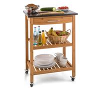 Tennessee Serving Trolley Kitchen Cart 4 levels wood granite mobile