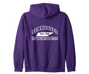 Tennessee Souvenir Vacation The Volunteer State Est. 1796 Zip Hoodie