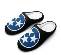 Tennessee State Flag Cotton Women's Slip-on Slippers Winter Warm House Shoes with Rubber Sole for Home Office Hotel