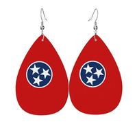 Tennessee State Flag Leather Earring. Stylish teardrop shape, perfect for women, and a great decorative choice for parties and holidays.