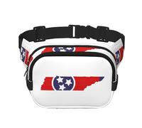 Tennessee state Flag Map print Cute Large Black Fanny Packs for Women Cross Body Waist Bag Nylon Fashionable Fanny Pack, Black, One Size