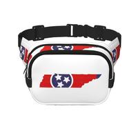 Tennessee state Flag Map print Cute Large Black Fanny Packs for Women Cross Body Waist Bag Nylon Fashionable Fanny Pack, Black, One Size