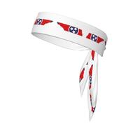 Tennessee State Flag Map Print Sport Head Ties Headbands Bandanas Workout Hair Band Athletic Sweatbands for Running Tennis
