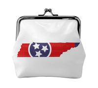 Tennessee state Flag Map small makeup bag for purse,kiss lock bank card storage bag retro compact multifunctional change bag, Black, One Size, Art Deco