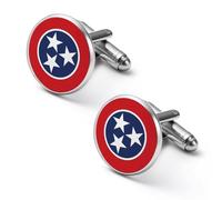 Tennessee State Flag Mens Classic Cufflinks Custom Shirt Cuff Links Jewelry Accessories for Business Wedding 0.7" 0.8"