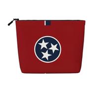 Tennessee State Flag Portable Makeup Case Fake Hemp, Women's Travel Organizer Large Capacity Zippered Pouch