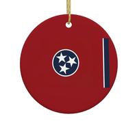 Tennessee State Flag Print Ceramic Ornament Holiday Hanging Ornament Christmas Ornament Present Ideas