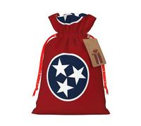Tennessee State Flag Print Christmas Drawstring Holiday Candy Bag Xmas Sacks Reusable Wrapping Bags Party Favor