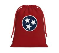 Tennessee State Flag Print Santa Sack Drawstring Bags For Presents, Reusable Plush Holiday Fabric Gift Bags- L Size