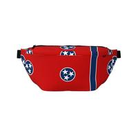 Tennessee State Flag Printed waist bag with large capacity and double pockets, suitable for travel and sports.