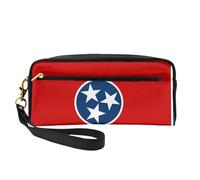 Tennessee State Flag Small Makeup Bag, Double Sided Pencil CasePU Leather Pouch