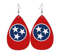 Tennessee State Flag Teardrop-shaped leather earrings are a luxurious and fashionable accessory suitable for women, showcasing individual charm.