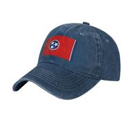 Tennessee State Flag Washed Cowboy Baseball Cap for Adults - Stylish and Breathable Hat with Adjustable Strap, Navy Blue, One size