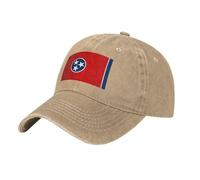 Tennessee State Flag Washed Cowboy Baseball Cap for Adults - Stylish and Breathable Hat with Adjustable Strap, Natural, One size