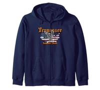 Tennessee, the Volunteer State, American Flag, Patriotic Zip Hoodie