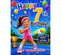 Tennis 7th Birthday Card for Great Granddaughter