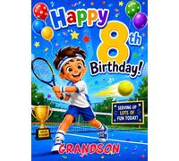 Tennis 8th Birthday Card for Grandson