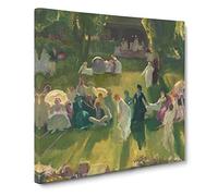 Tennis At Newport Vol.1 by George Bellows Canvas Print | Gallery Wrapped 30mm Frame Wall Art | 14x14 inches | Ready to Hang | Classic Sport Picture | Living Room Bedroom Lounge Office