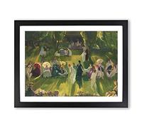 Tennis At Newport Vol.1 By George Bellows Classic Painting Framed Wall Art Print, Ready to Hang Picture for Living Room Bedroom Home Office Décor, Black A4 (34 x 25 cm)