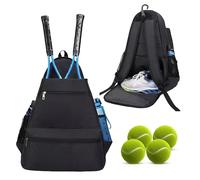Tennis Backpack, Large Capacity Racket Bags Unisex with Shoe Compartment and Multi-Pocket Holds Tennis Rackets Pickleball Rackets Badminton Rackets Squash Rackets Balls and Shoes (Black)