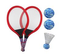 Tennis Badminton Racket - Lightweight Aluminum Frame, Soft Grip Handles, String Mesh, Vibrant Color Pair Set, Design Junior | For Kids School Kindergarten Backyard Park Beach Game Play