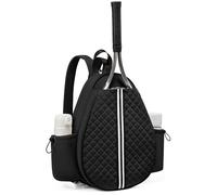 Tennis Bag, Quilted Crossbody Backpack with Water-Resistant Pouch - Lightweight Racket Carrier for Pickleball & Badminton Players