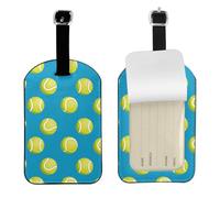 Tennis Ball Bule,Luggage Tags Pu Leather Name Tag Travel Suitcase Identifier ID Tags Durable Baggage Label 2 pcs