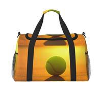 Tennis Ball Full Print Travel Duffle Bag with Adjustable Shoulder Strap,Large Capacity Twill Polyester Crossbody Bag for Gym,Weekend Trips Outdoor Activities