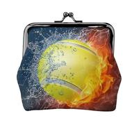 Tennis Ball in Fire and Water, PU Leather Coin Purse, Small Wallets, Change Pouch with Kiss Lock Clasp Buckle, Change Purse