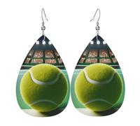 Tennis Ball On The Court Women Earrings Faux Leather Dangle Eardrop Drop Earring Fashion Jewellery Gift For Wife Daughter Girlfriend Christmas