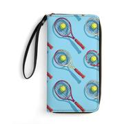 Tennis Ball Racket Sport Wristlet Wallets for Men Women Leather Long Wallet Credit Card Clutch with Cord