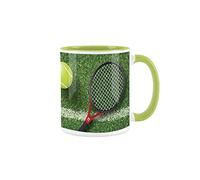 Tennis Ball Racquet Mug - Light Green Coffee Tea Present Tennis Gift