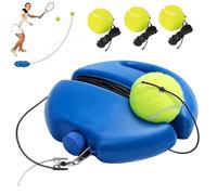Tennis Balls Training Baseboard with String Ball for Solo Practice, 2L Fillable Rebound Tennis Trainer with 3.8m Elastic Cord, Portable Self-Training Equipment，Blue+3*Ball