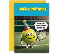 Tennis Birthday Card - Funny Tennis Ace Themed Design - A5 Size with Yellow Envelope. Designed and Printed in the UK