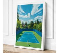 Tennis Court in Forest Canvas Wall Art Print 18x12 Inch
