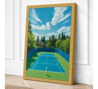 Tennis Court in Forest Canvas Wall Art Print 30x20 Inch