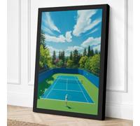 Tennis Court in Forest Canvas Wall Art Print 36x24 Inch