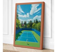 Tennis Court in Forest Canvas Wall Art Print 36x24 Inch
