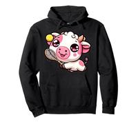 Tennis Cow Cute Kawaii Player With Racket Pullover Hoodie