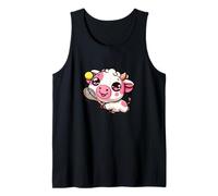 Tennis Cow Cute Kawaii Player with Racket Tank Top
