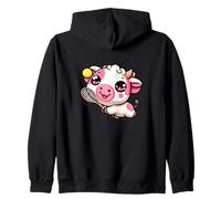 Tennis Cow Cute Kawaii Player With Racket Zip Hoodie