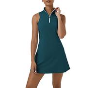 Tennis Dress for Women, Tennis Golf Dresses with Built in Shorts and Pockets for Sleeveless Workout Athletic Dresses, A-dark Green, X-Large