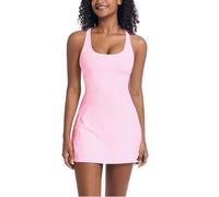 Tennis Dress for Women Workout Dress with Built-in Bra & Shorts Pockets for Athletic Exercise Golf, Cherry Blossom, M