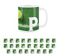 Tennis Letter P Mug - White Coffee Tea Present Personalised Tennis Alphabet Initial Gift