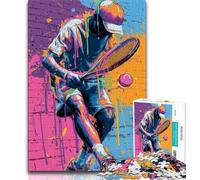 Tennis Oil Painting Adult Jigsaw Puzzles 1000,Educational Game Challenge Toy Wall Decoration Unique Birthday And Xmas Gifts (38x26cm)