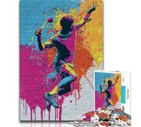 Tennis Oil Painting Adult Puzzles 1000 Pieces,Help The Brain Exercise Addictive Toys to Cultivate Patience Unique Challenge Game 50x75cm